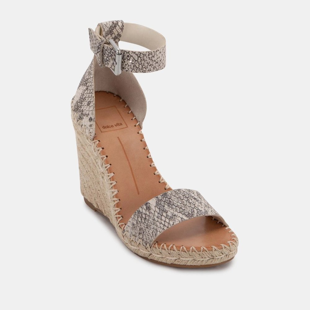 Dolce Vita NOOR WEDGES IN STONE SNAKE PRINT LEATHER size 7.5 NWOB